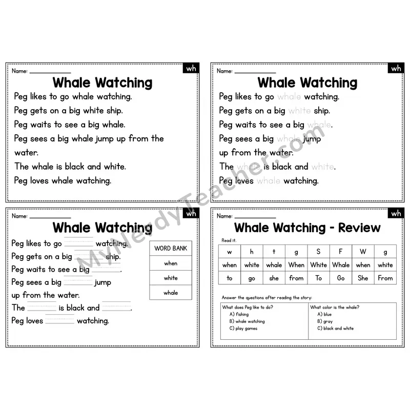 WH Digraph Decodable Passage - Whale Watching