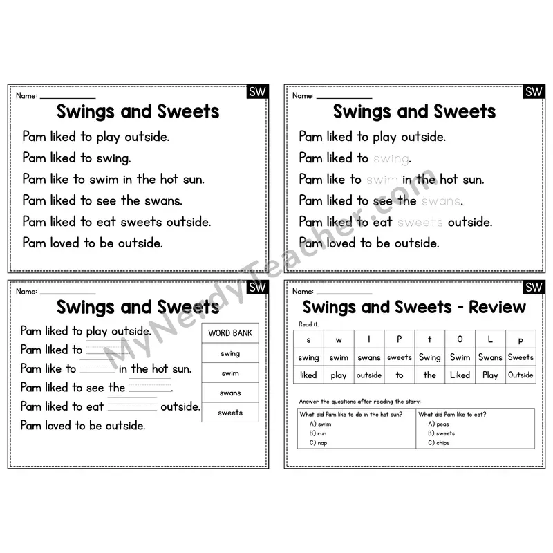 SW Blend Decodable Passage - Swings and Sweets