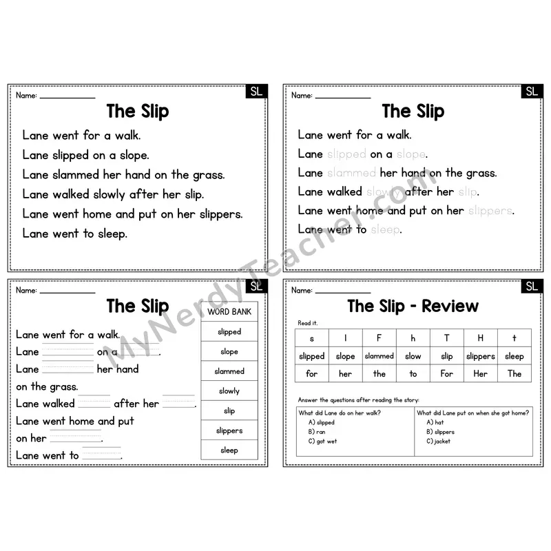 SL Blend Decodable Passage - The Slip