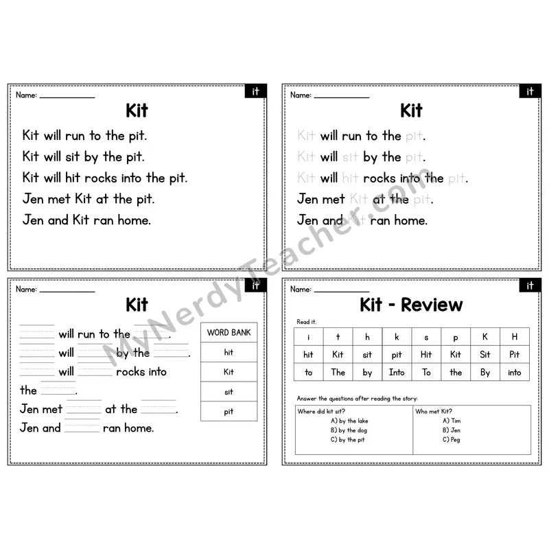 IT Word Family Decodable Passage - Kit