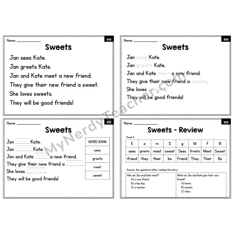 EE Vowel Team Decodable Passage - Sweets