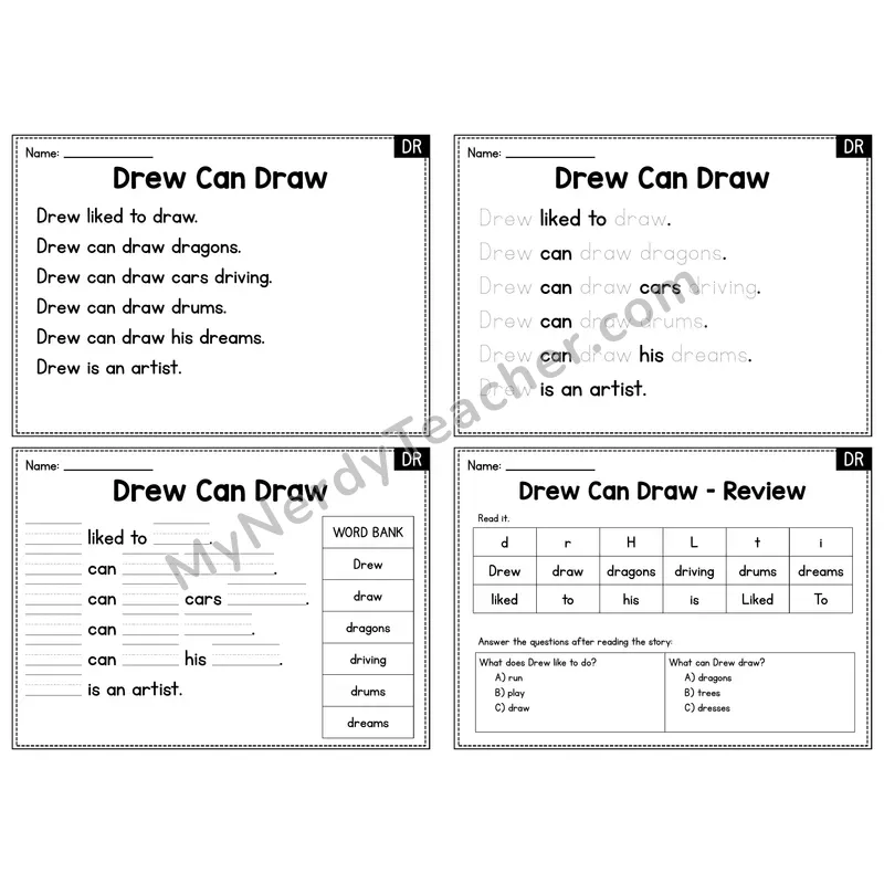 DR Blend Decodable Passage - Drew Can Draw