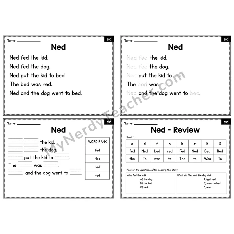 ED Word Family Decodable Passage - Ned