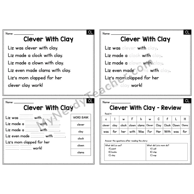 CL Blend Decodable Passage - Clever With Clay