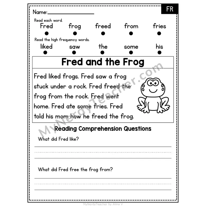 FR Blend Decodable Passage - Fred and the Frog