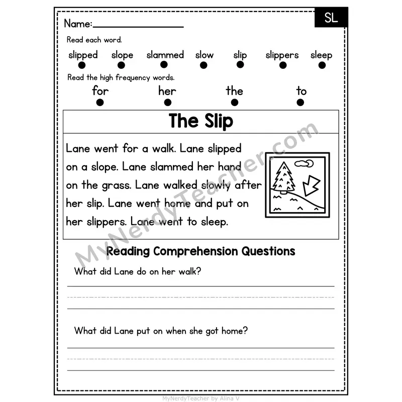 SL Blend Decodable Passage - The Slip