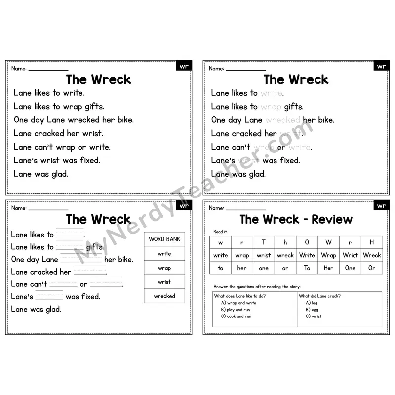 WR Silent Letter Decodable Passage - The Wreck