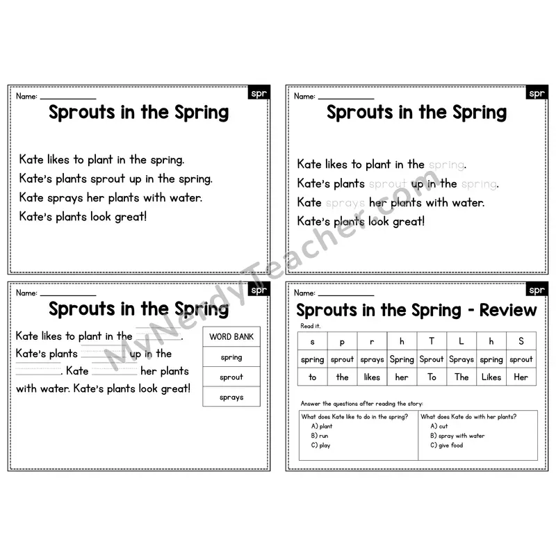 SPR Trigraph Decodable Passage - Sprouts in the Spring