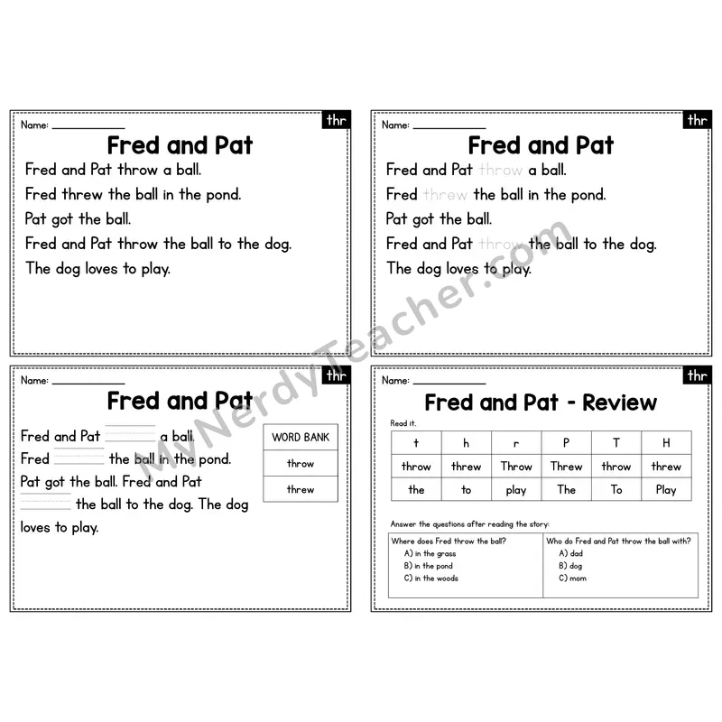 THR Trigraph Decodable Passage - Fred and Pat