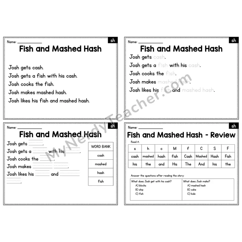 SH Digraph Decodable Passage - Fish and Mashed Hash