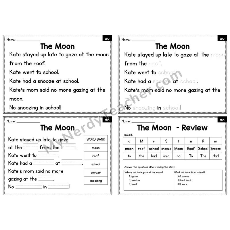 OO Vowel Team Decodable Passage - The Moon