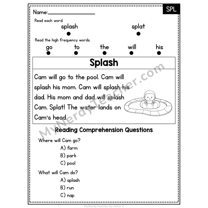 SPL Trigraph Decodable Passage - Splash