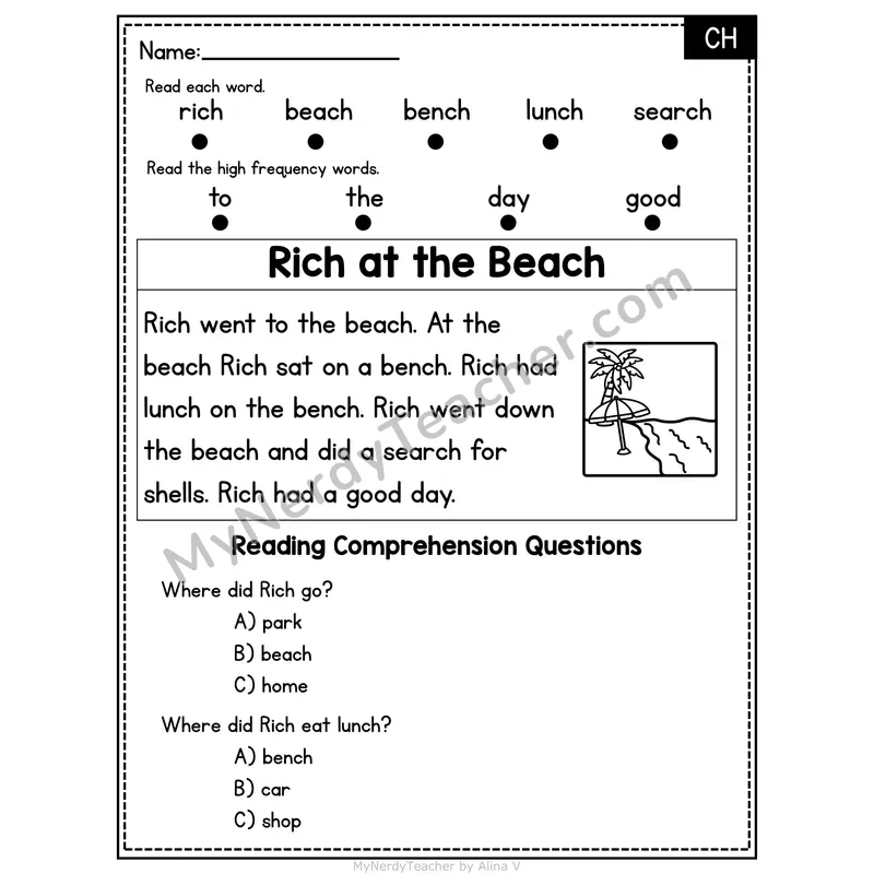CH Digraph Decodable Passage - Rich at the Beach
