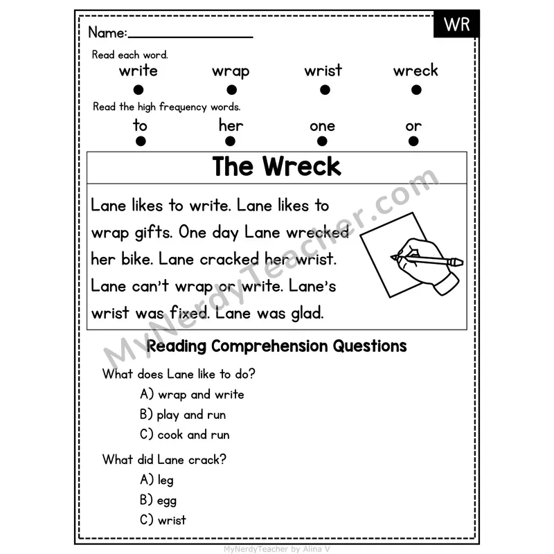 WR Silent Letter Decodable Passage - The Wreck