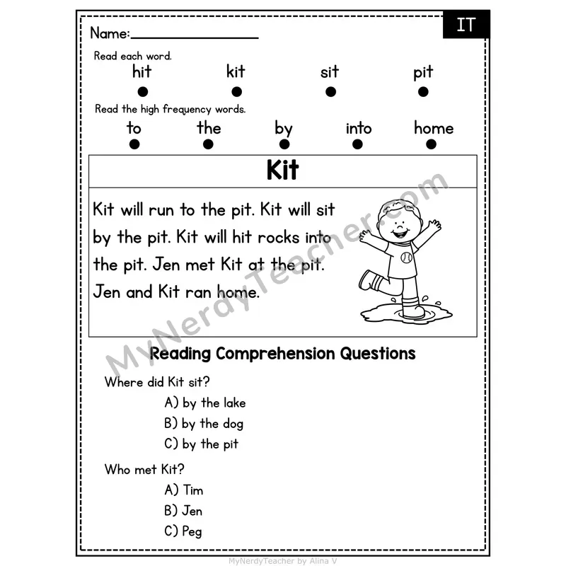 IT Word Family Decodable Passage - Kit