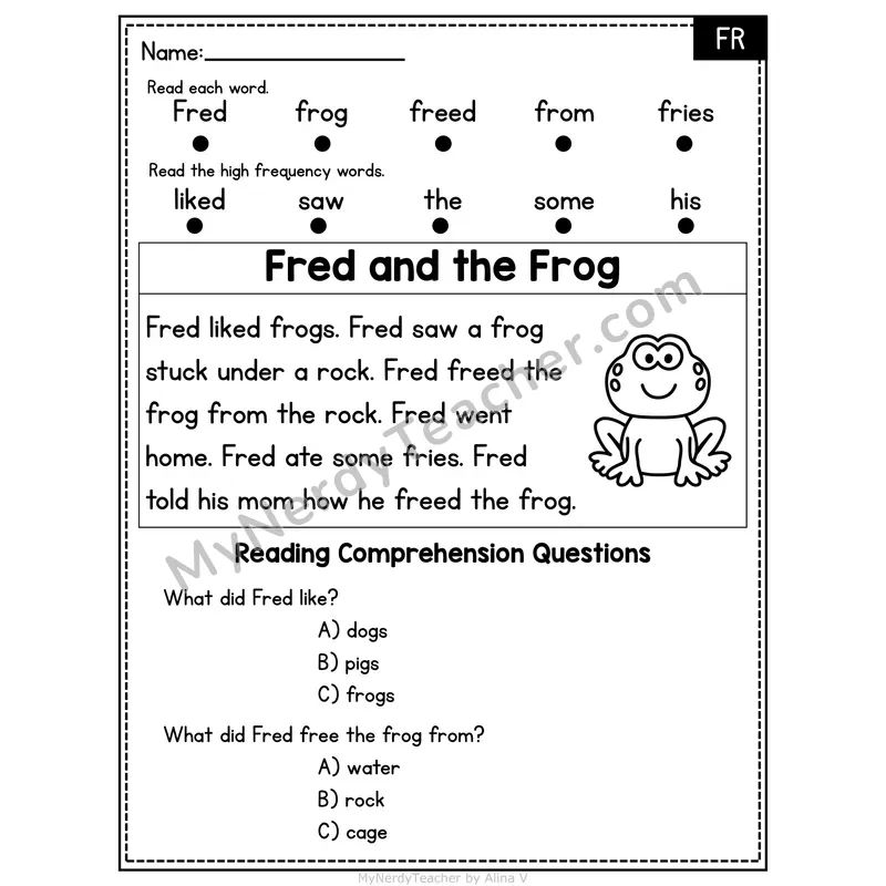 FR Blend Decodable Passage - Fred and the Frog