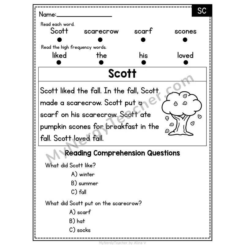 SC Blend Decodable Passage - Scott