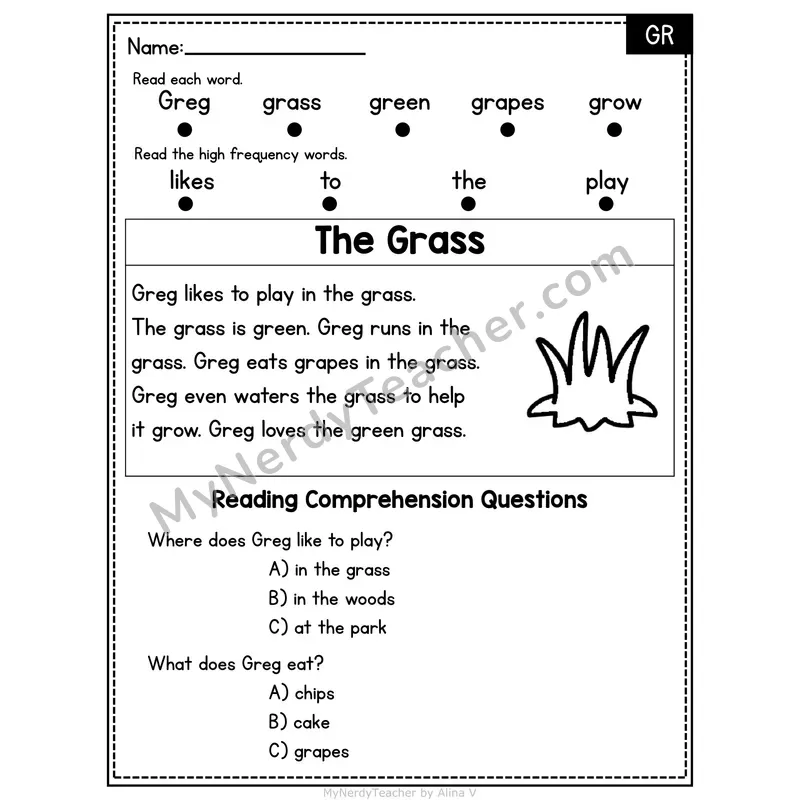 GR Blend Decodable Passage - The Grass