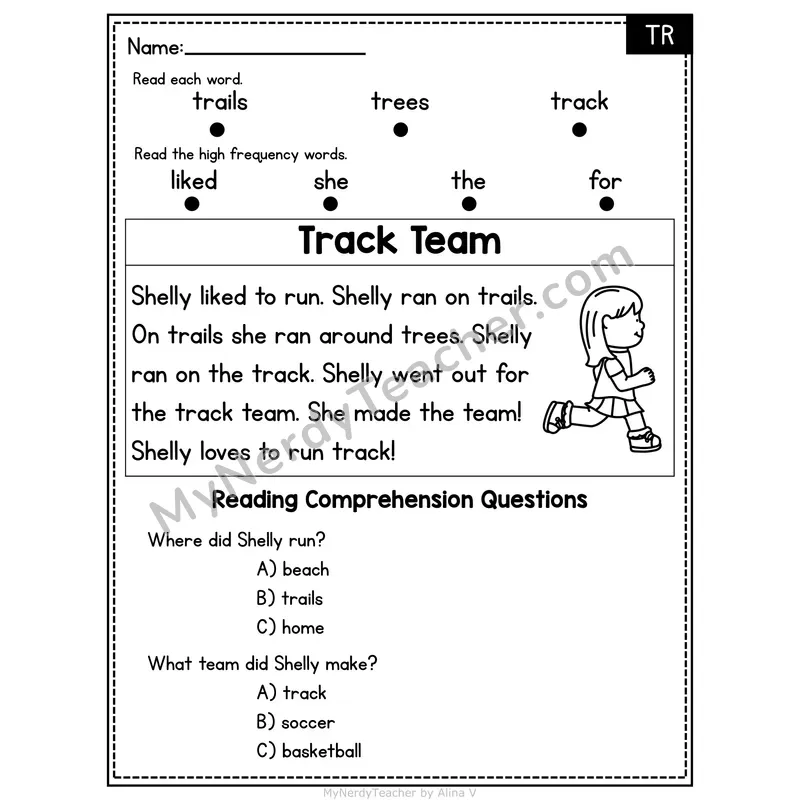 TR Blend Decodable Passage - Track Team