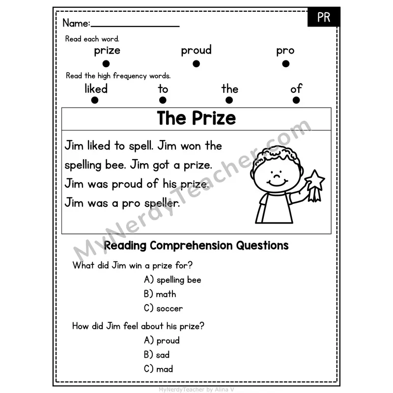 PR Blend Decodable Passage - The Prize