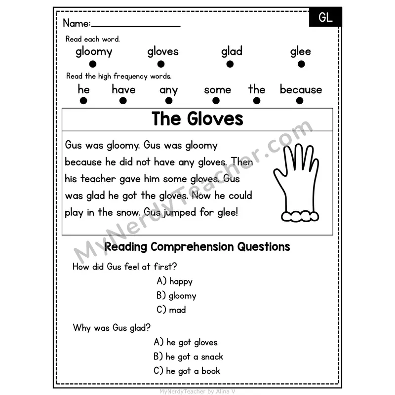 GL Blend Decodable Passage - The Gloves