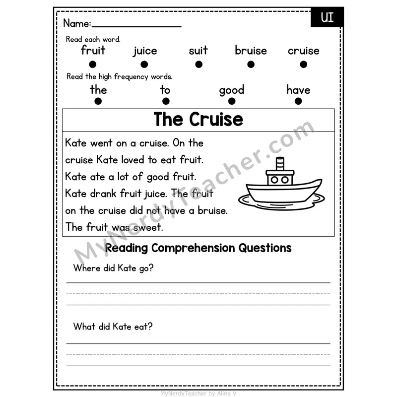 UI Vowel Team Decodable Passage - The Cruise
