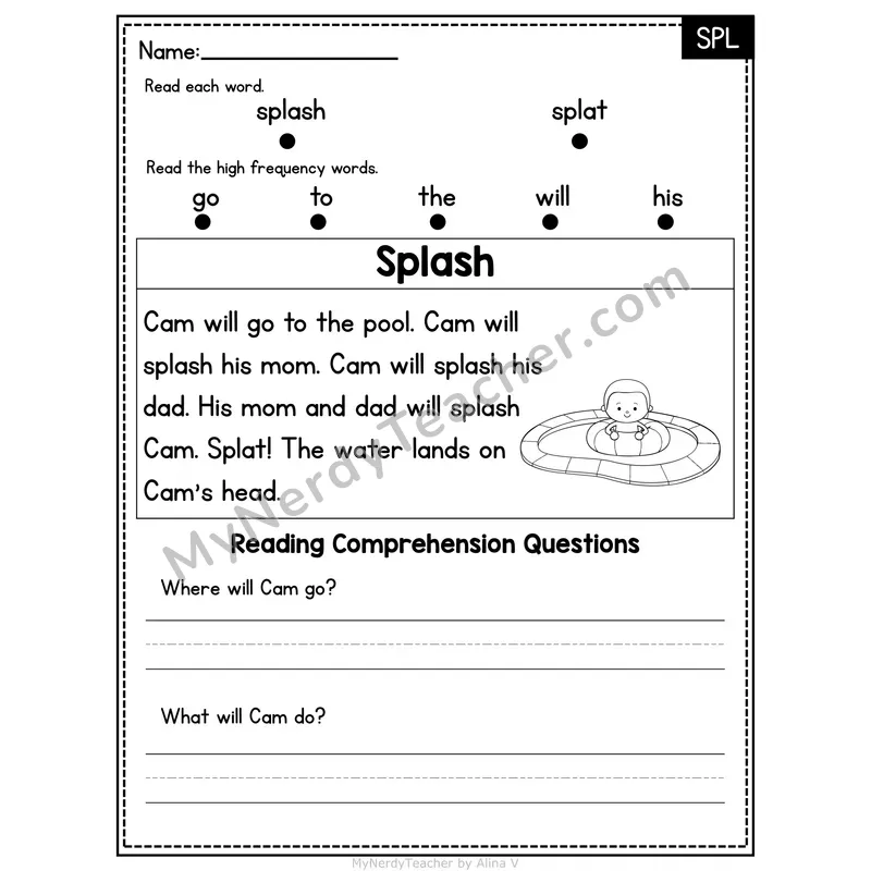 SPL Trigraph Decodable Passage - Splash