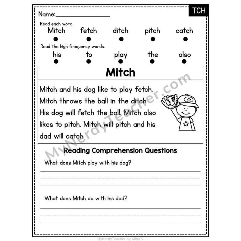 TCH Trigraph Decodable Passage - Mitch