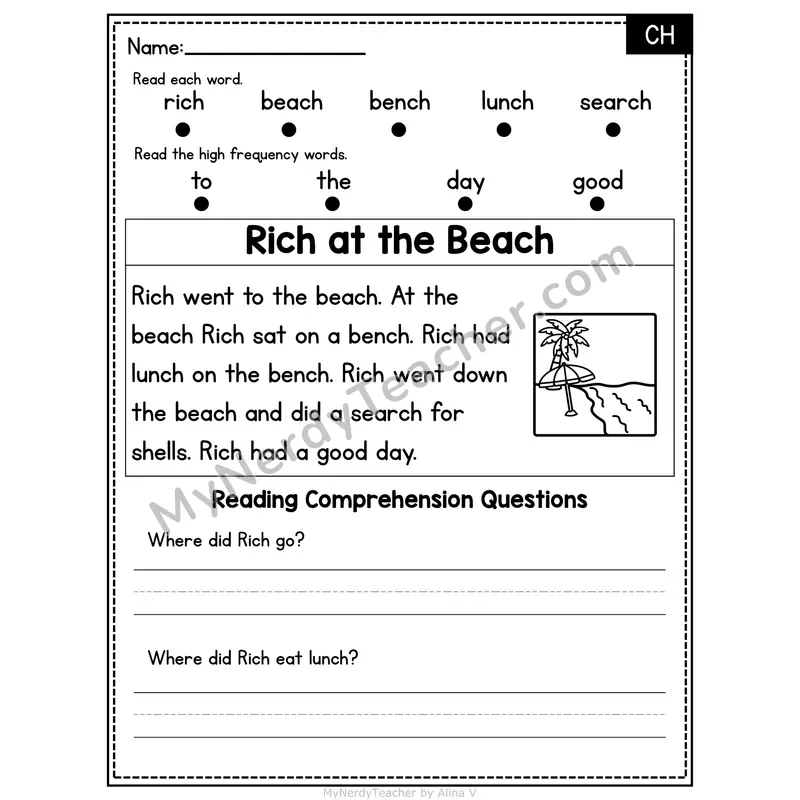 CH Digraph Decodable Passage - Rich at the Beach