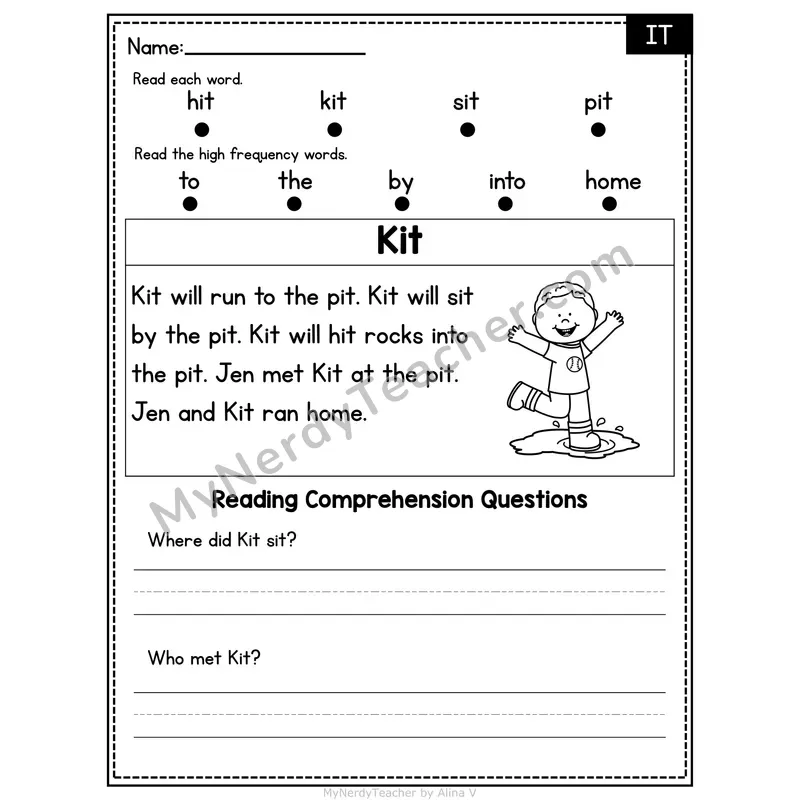 IT Word Family Decodable Passage - Kit