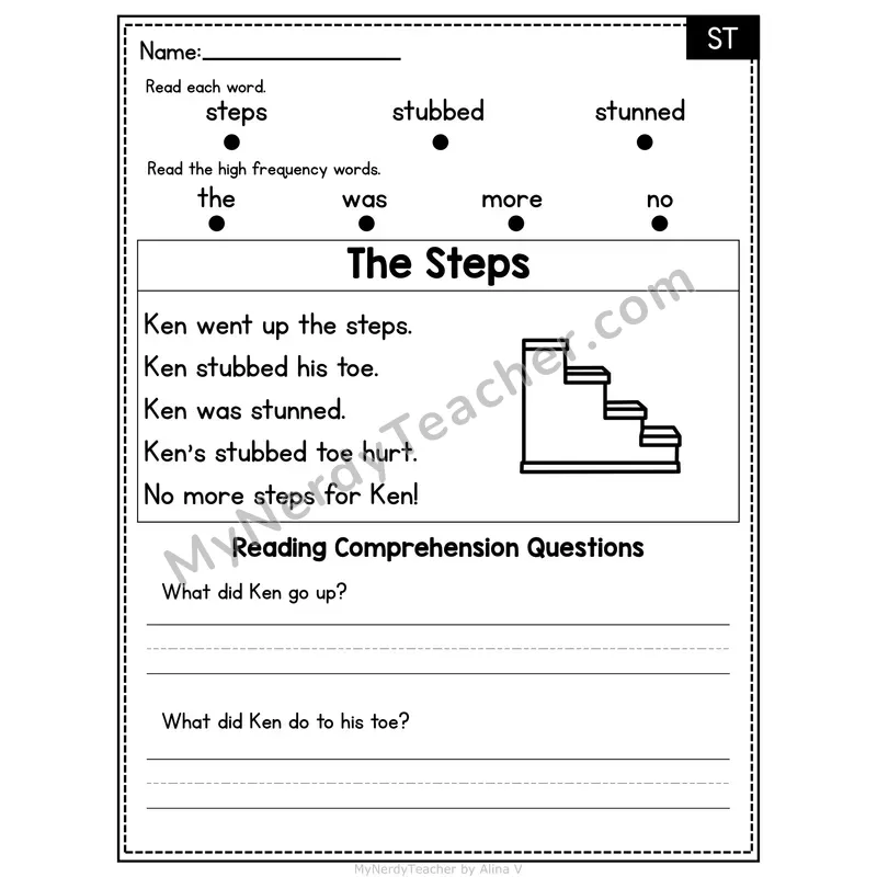 ST Blend Decodable Passage - The Steps