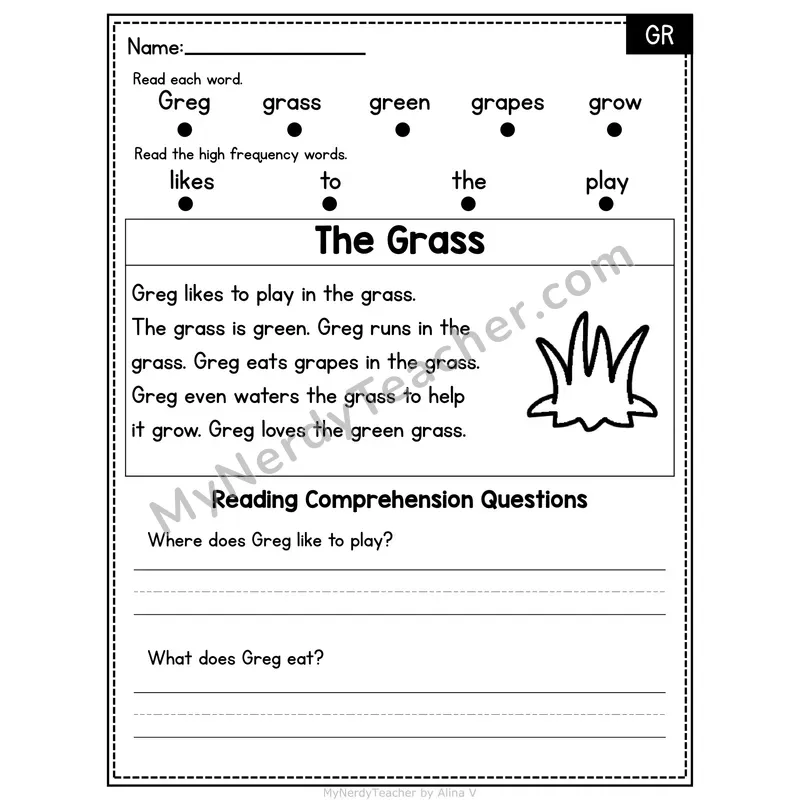 GR Blend Decodable Passage - The Grass