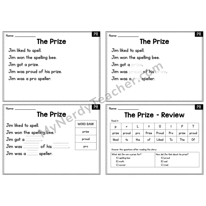 PR Blend Decodable Passage - The Prize