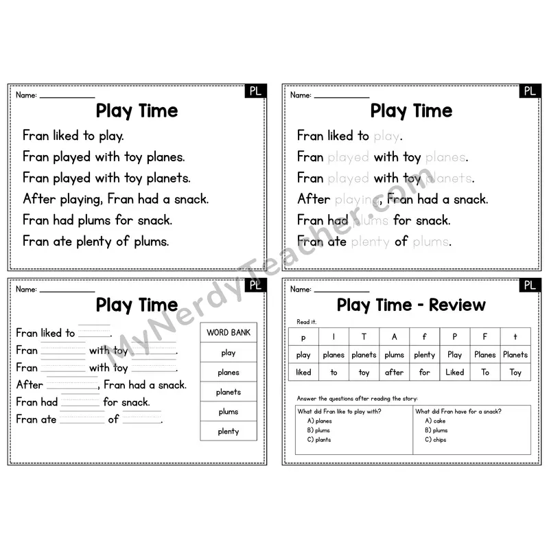 PL Blend Decodable Passage - Play Time