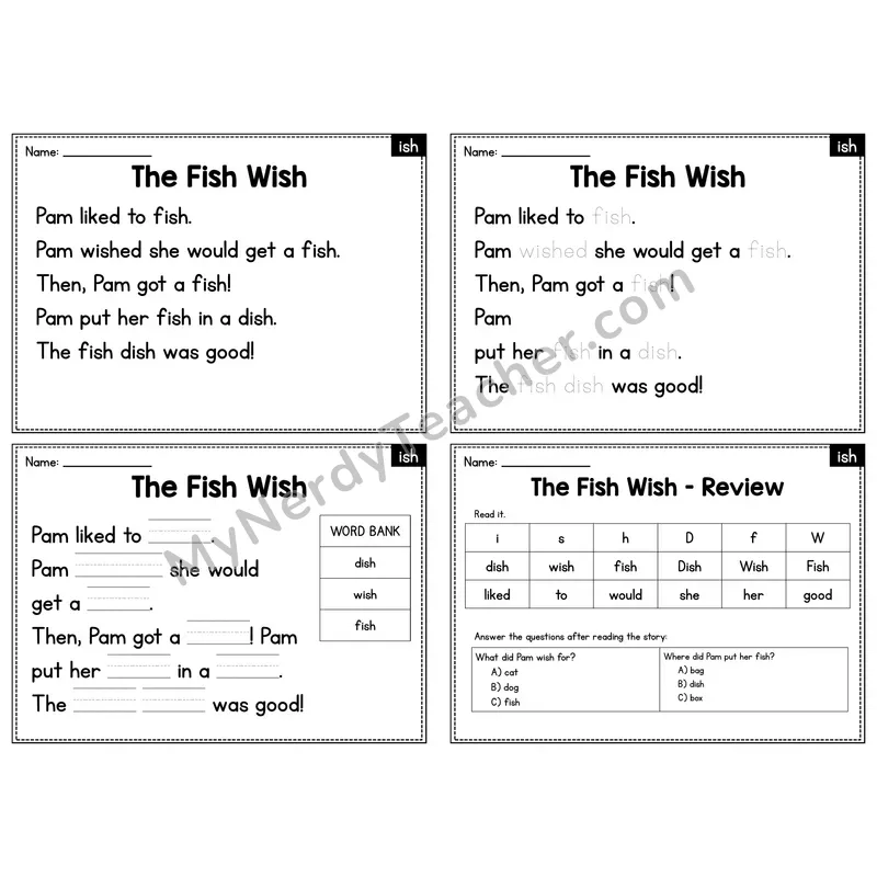 ISH Word Family Decodable Passage - The Fish Wish