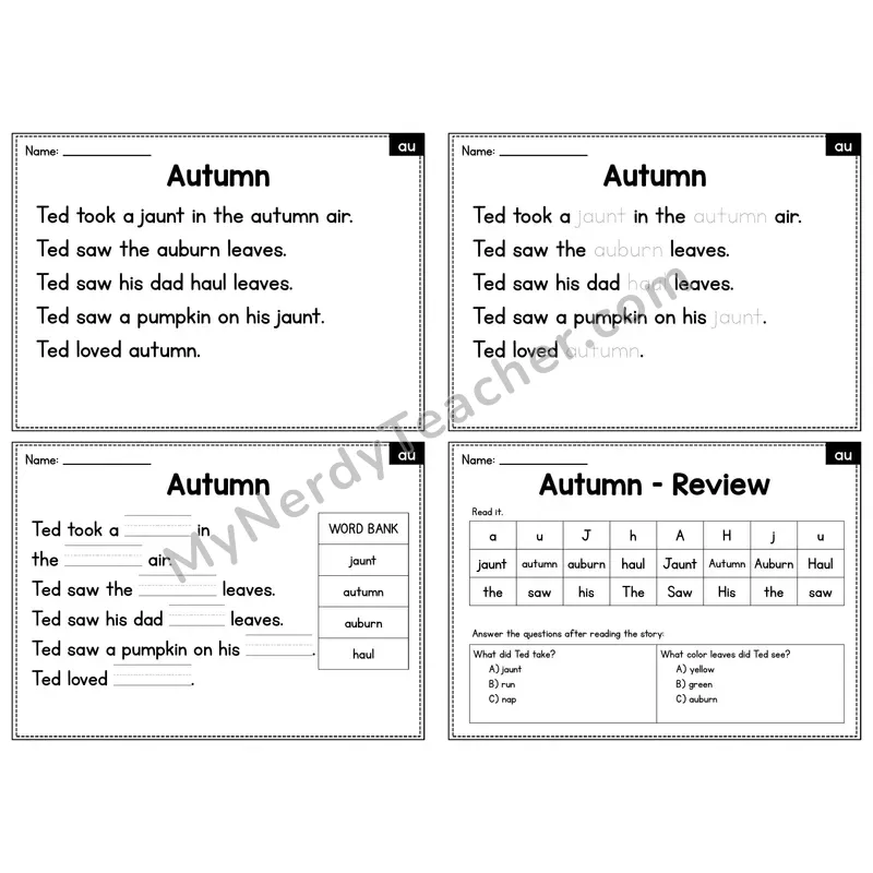AU Diphthong Decodable Passage - Autumn