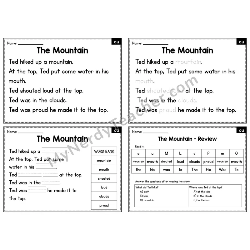 OU Diphthong Decodable Passage - The Mountain