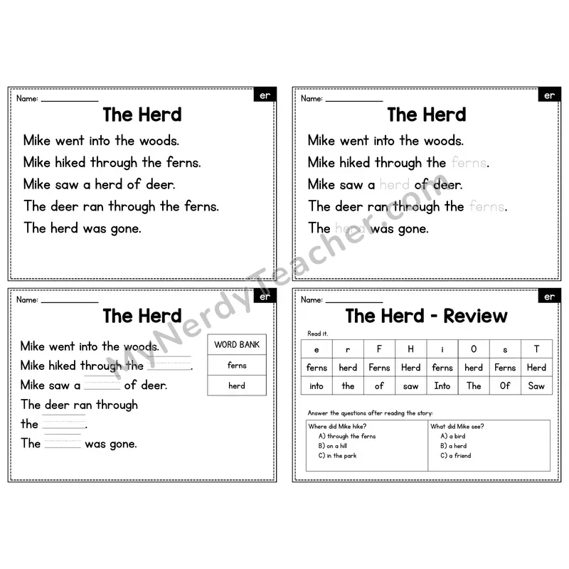 ER R-Controlled Vowel Decodable Passage - The Herd