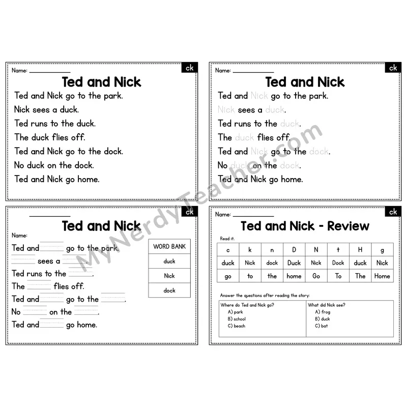 CK Digraph Decodable Passage - Ted and Nick
