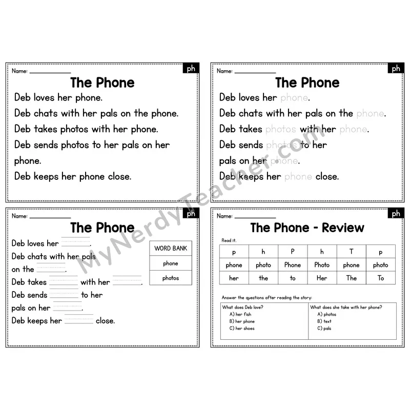 PH Digraph Decodable Passage - The Phone
