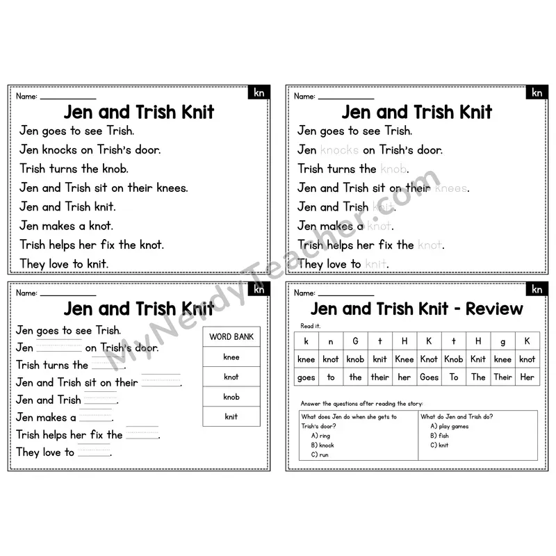 KN Silent Letter Decodable Passage - Jen and Trish Knit