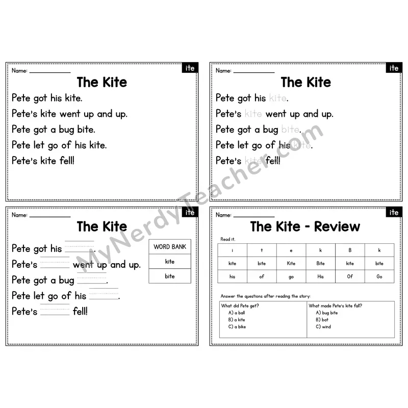 ITE Word Family Decodable Passage - The Kite