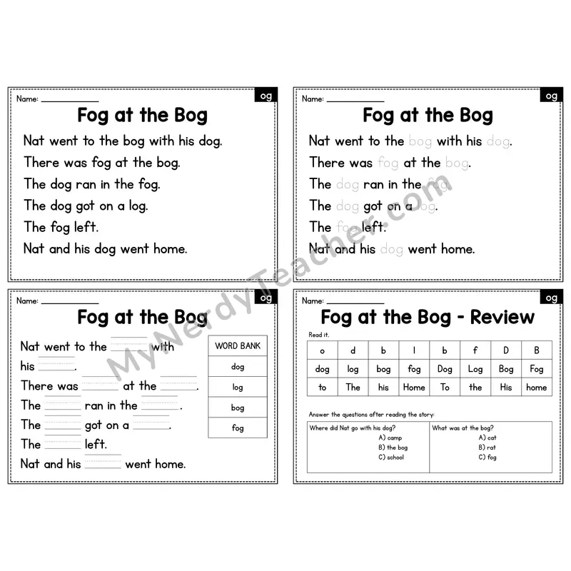 OG Word Family Decodable Passage - Fog and Bog