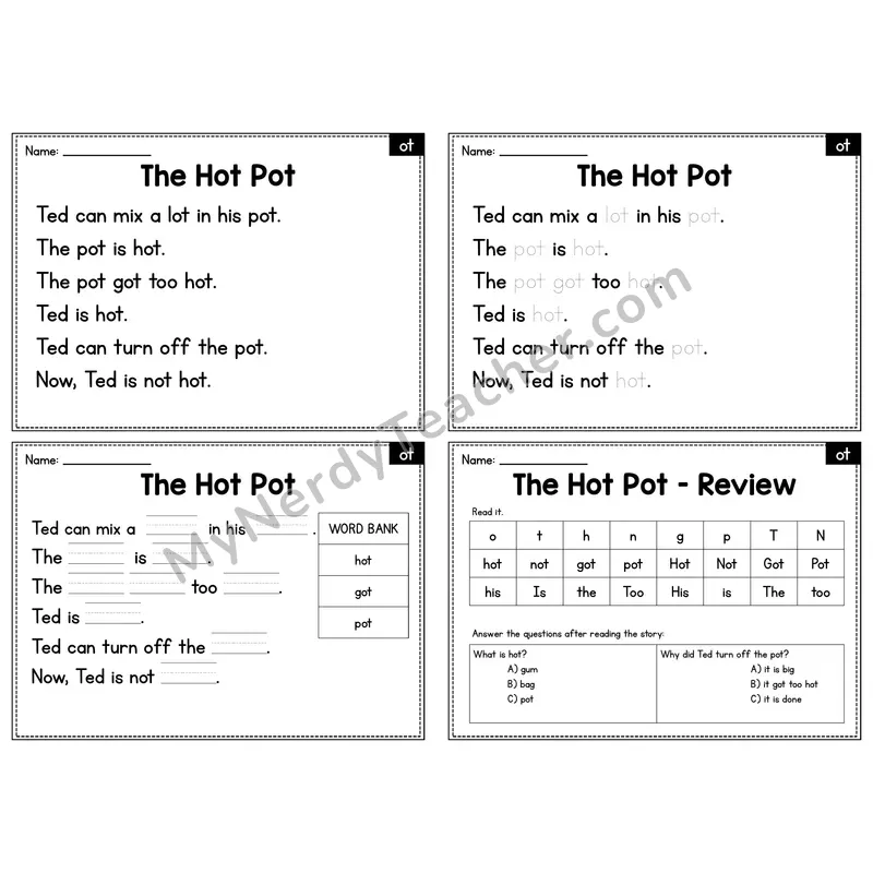 OT Word Family Decodable Passage - The Hot Pot