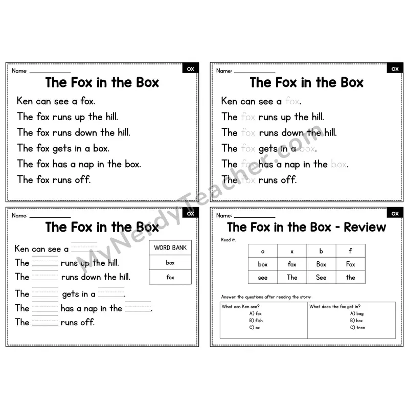OX Word Family Decodable Passage - The Fox in the Box