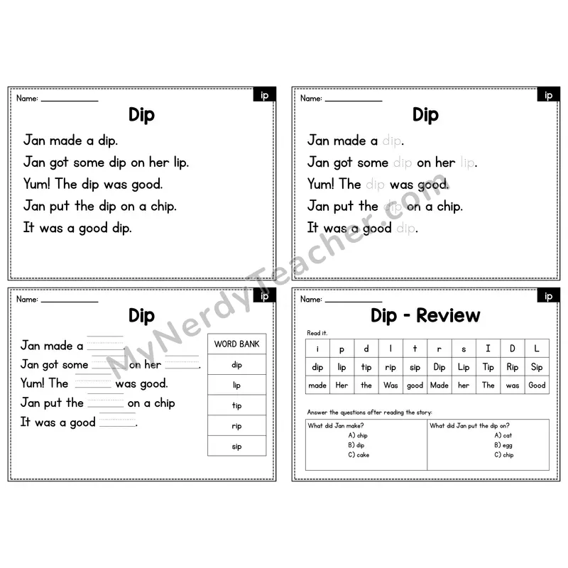 IP Word Family Decodable Passage - Dip