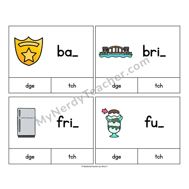 Ending Trigraphs Clip Cards - Phonics Picture Task Cards