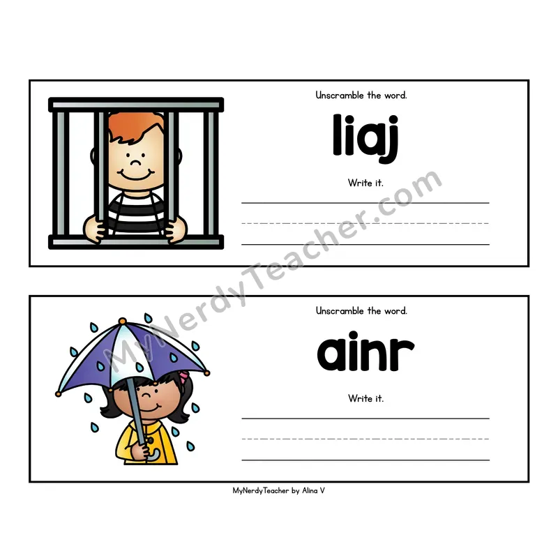 Vowel Teams Unscramble the Word - Phonics Picture Strips