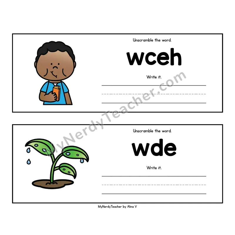 Diphthongs Unscramble the Word - Phonics Picture Strips