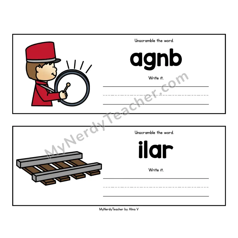 Long Vowel Unscramble the Word - Phonics Picture Strips